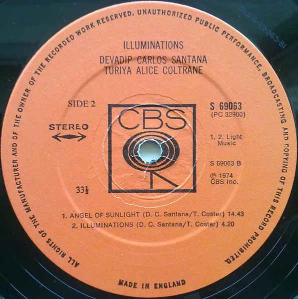 Santana Coltrane Illuminations LP vinile 1974 UK