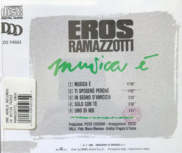 Eros Ramazzotti Musica È CD mini album pop