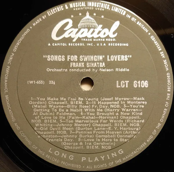 Frank Sinatra Songs For Swingin' Lovers LP mono UK 1956