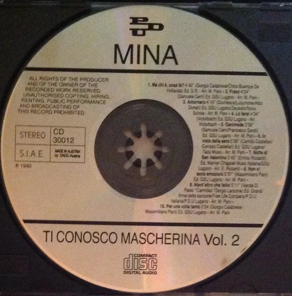 Mina Ti Conosco Mascherina Vol.1/2 doppio CD pop 1990