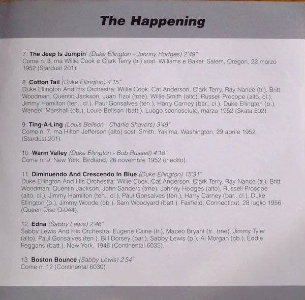 Paul Gonsalves The Happening CD compilation bop big band