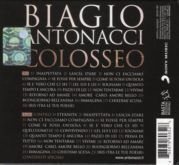 Biagio Antonacci Colosseo CD + DVD live pop VG+