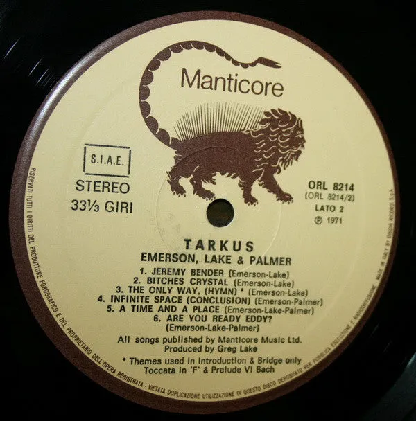 Emerson, Lake & Palmer Tarkus LP ristampa usato VG+