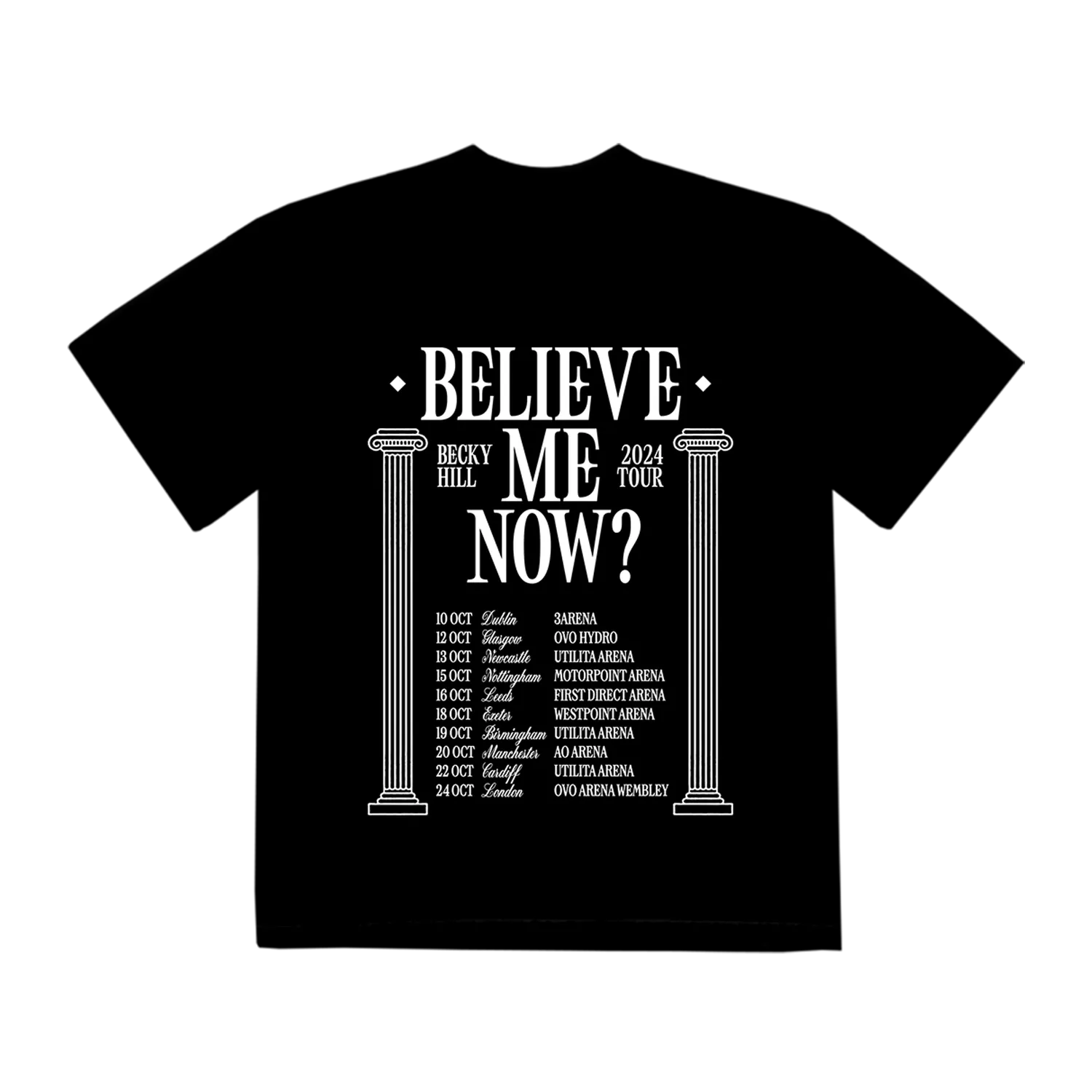Becky Hill Believe Me Now maglietta tour dateback nera
