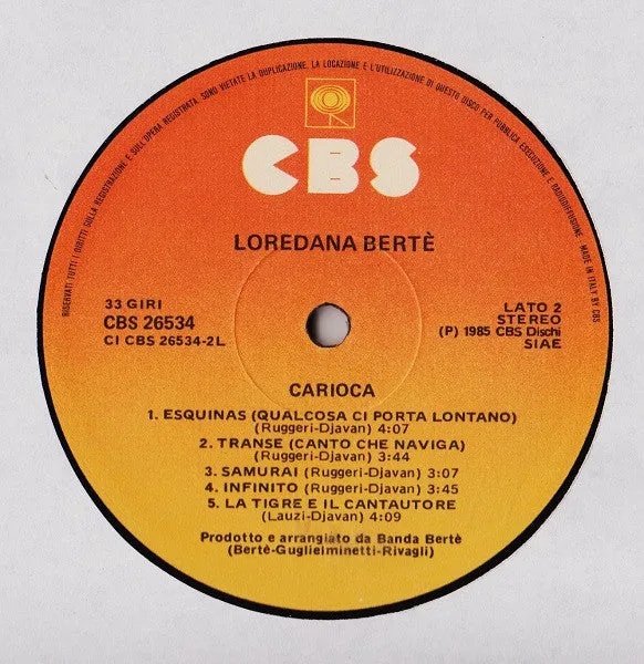 Loredana Bertè Carioca LP vinile usato VG+