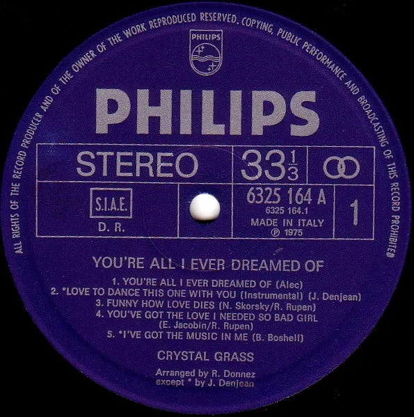 Crystal Grass You're All I Ever Dreamed Of LP funk disco