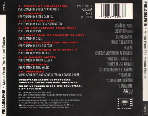 Philadelphia Colonna Sonora CD compilation usato NM