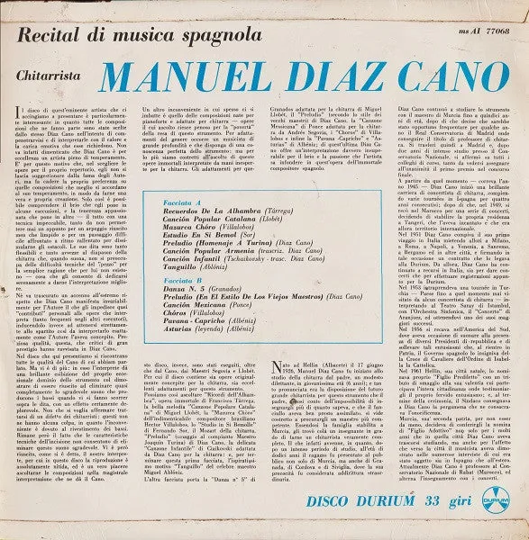 Manuel Diaz Cano Recital Musica Spagnola vinile LP 1963