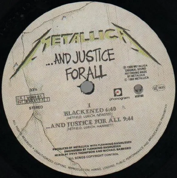 Metallica And Justice For All 2xLP usato VG+ thrash