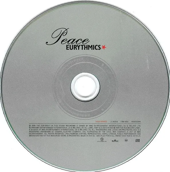 Eurythmics Peace CD album 1999 synth pop jewel case