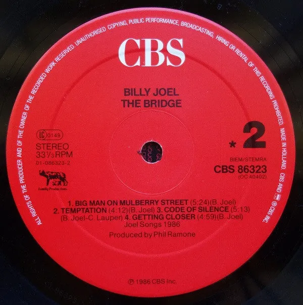 Billy Joel The Bridge LP vinile pop rock Holland