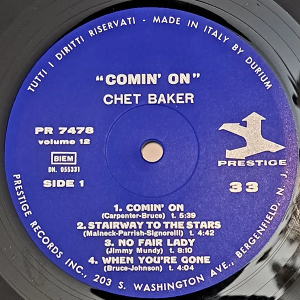 Chet Baker Comin' On LP mono vinile usato 1967