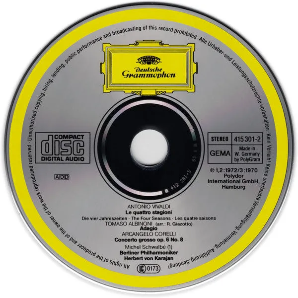 Vivaldi Le Quattro Stagioni CD Karajan 1985 barocco NM