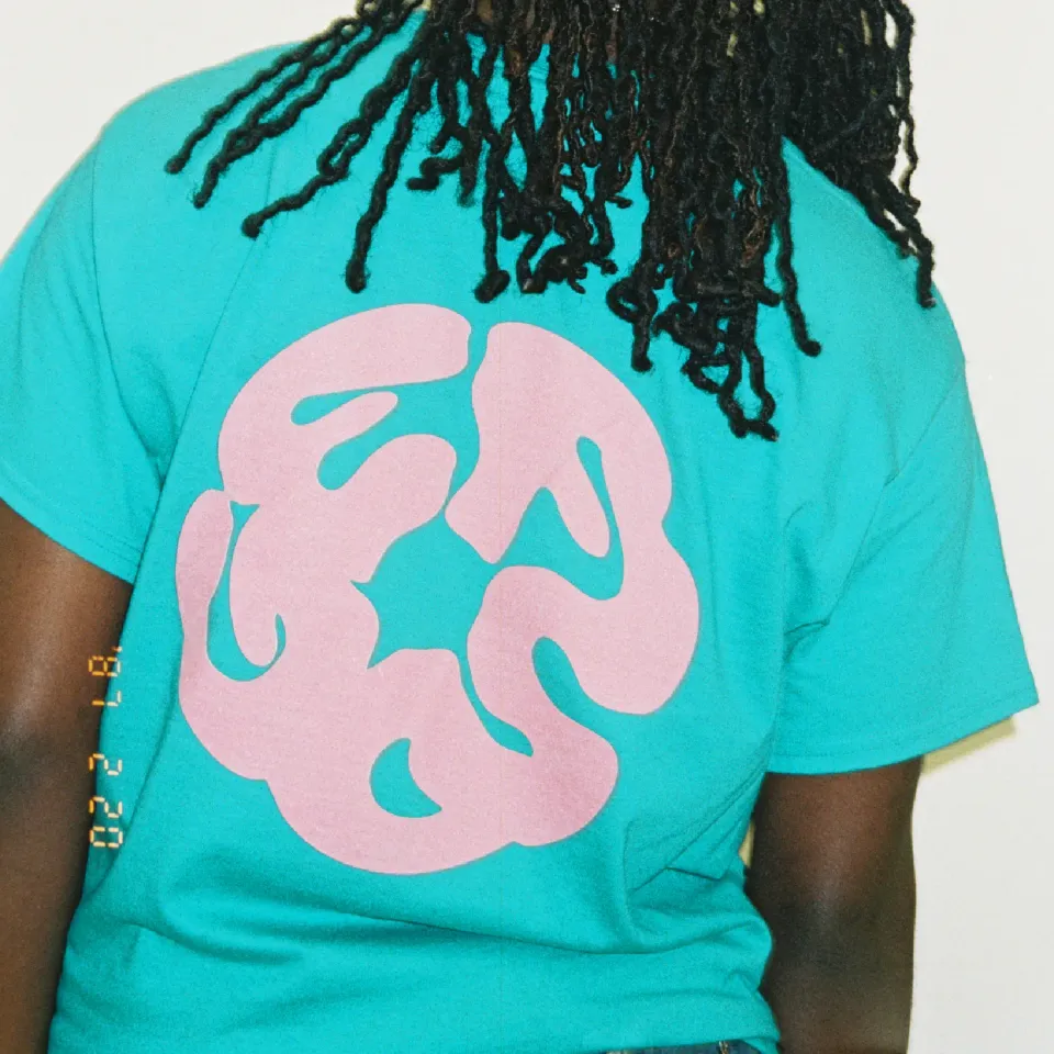 FUDGE Teal Logo t-shirt cotone stampa fronte retro