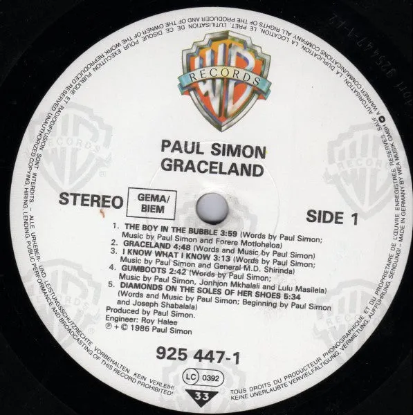 Paul Simon Graceland vinile LP Germania 1986 NM
