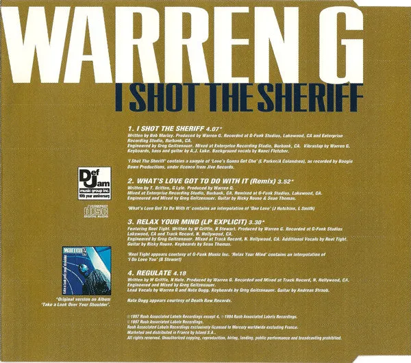 Warren G I Shot the Sheriff CD singolo gangsta