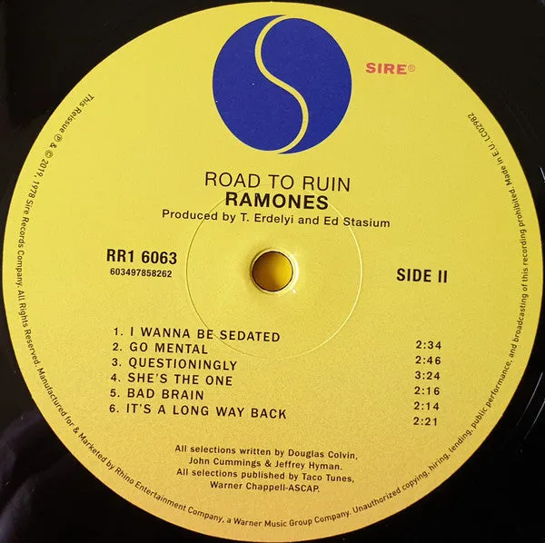 Ramones Road To Ruin vinile LP 180g remaster Mint