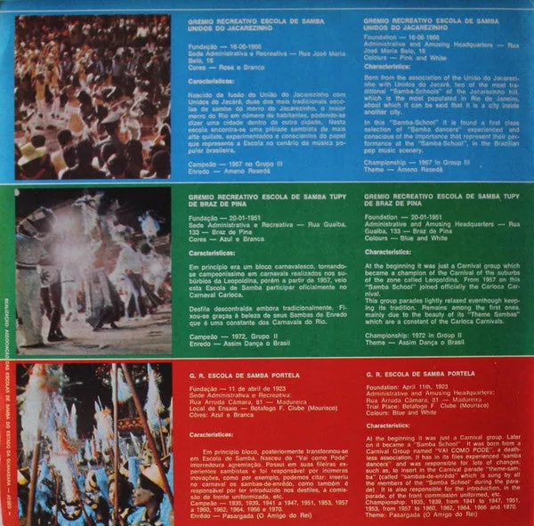 Various Sambas De Enredo vinile LP usato samba 1972