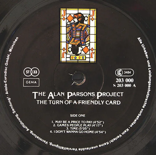 Alan Parsons Project Friendly Card vinile LP prog