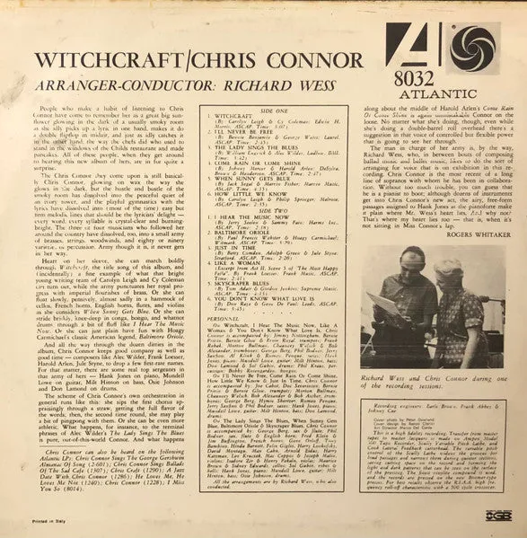 Chris Connor Witchcraft LP mono press italiano 1959