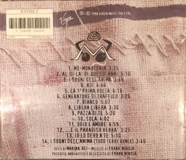 Marina Rei Marina Rei CD album ristampa Italia 1996