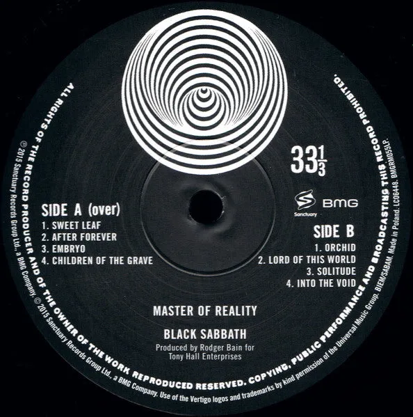 Black Sabbath Master Of Reality vinile 180g nuovo Mint