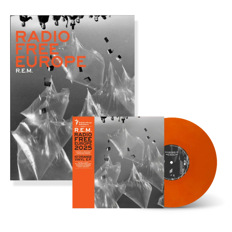 R.E.M. Radio Free Europe 2025 EP vinile 10 arancione poster