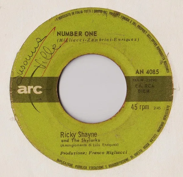 Ricky Shayne Number One vinile 7" mono beat 1966