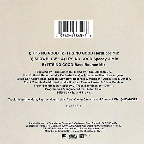 Depeche Mode It's No Good CD maxi synth-pop remix