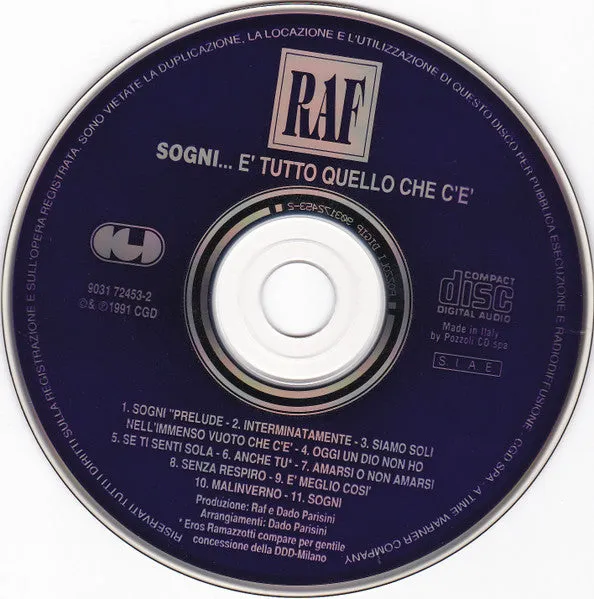 Raf Sogni È Tutto Quello Che C'È CD synth-pop