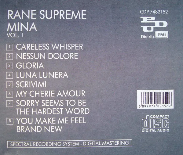 Mina Rane Supreme Vol.1 CD album 1987