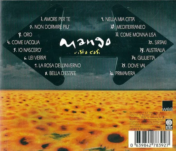 Mango Visto Così CD compilation pop VG+