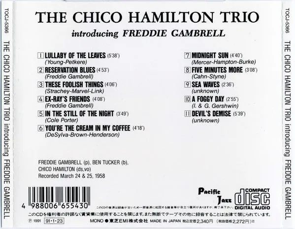 Chico Hamilton Trio Introducing Freddie Gambrell CD mono