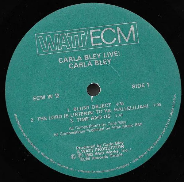 Carla Bley Live! LP vinile US 1982 NM