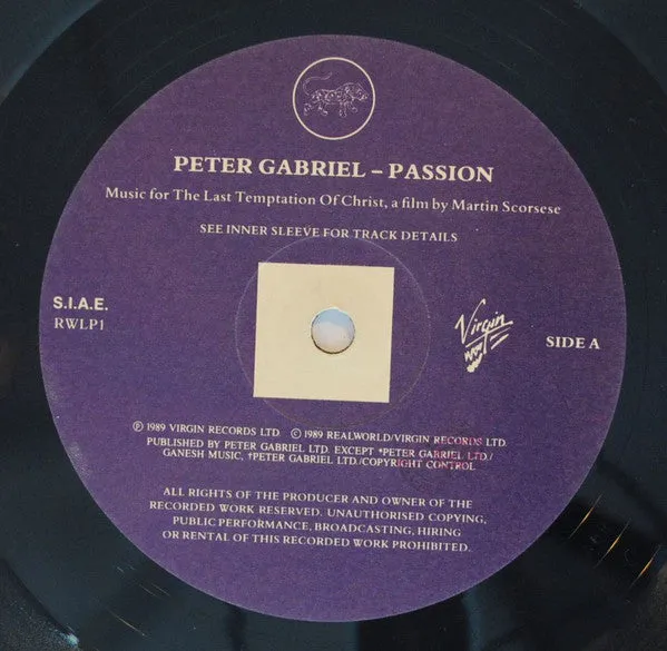 Peter Gabriel Passion doppio vinile 2 LP soundtrack