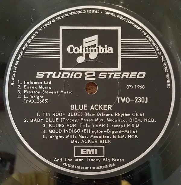 Acker Bilk Stan Tracey Blue Acker LP usato VG+ jazz