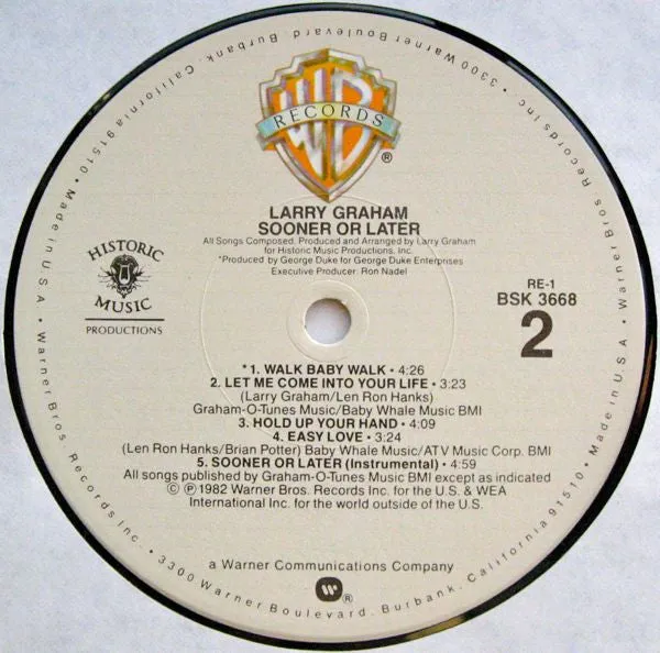 Larry Graham Sooner Or Later LP vinile usato VG+ 1982 funk