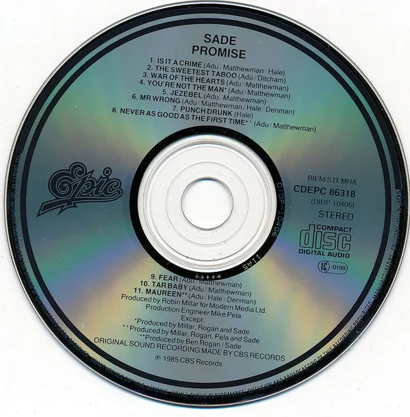 Sade Promise CD album prima stampa europea soul