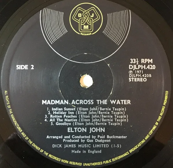 Elton John Madman Across The Water vinile LP gatefold UK VG+