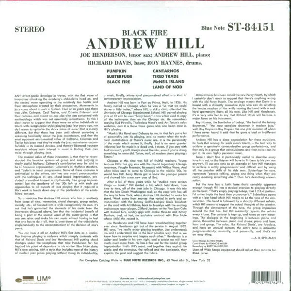 Andrew Hill Black Fire vinile LP ristampa Blue Note