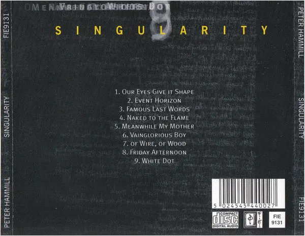 Peter Hammill Singularity CD album art rock VG+