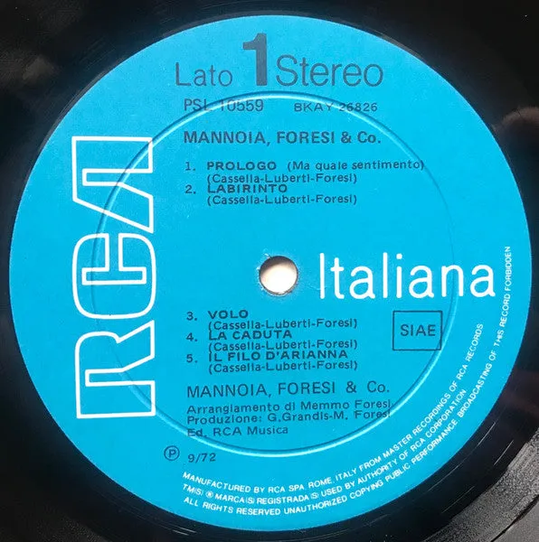 Mannoia Foresi & Co vinile LP prog 1972 Fair