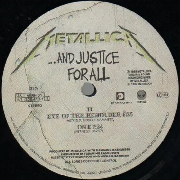 Metallica And Justice For All 2xLP usato VG+ thrash