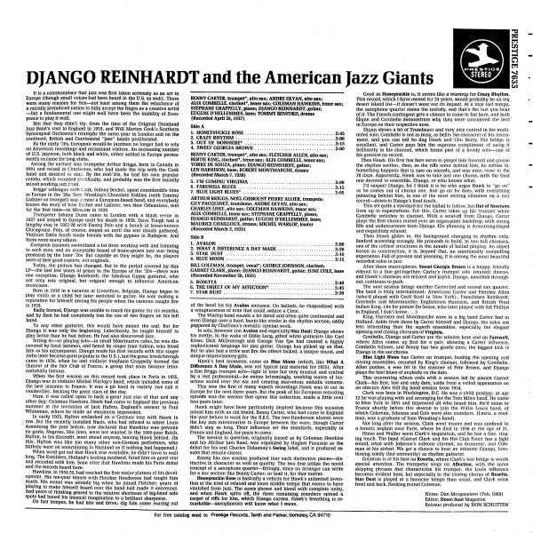 Django Reinhardt American Jazz Giants LP swing usato