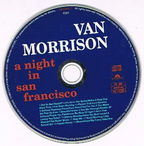 Van Morrison A Night In San Francisco doppio CD near mint