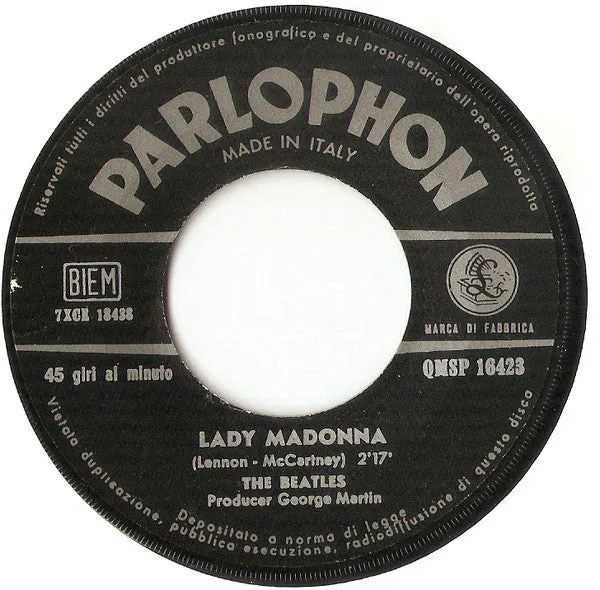 Beatles Lady Madonna singolo 7" vinile 1968 VG
