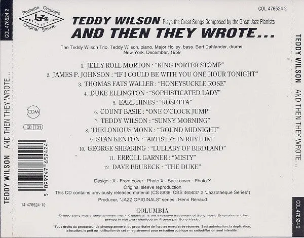 Teddy Wilson And Then They Wrote CD album jazz NM