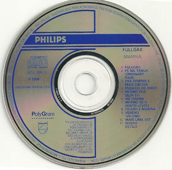 Marina Fullgás CD album MPB Philips VG+