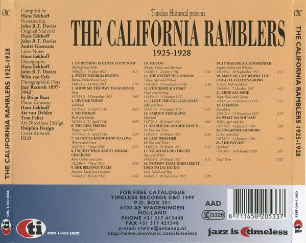 California Ramblers 1925-1928 CD compilation jazz