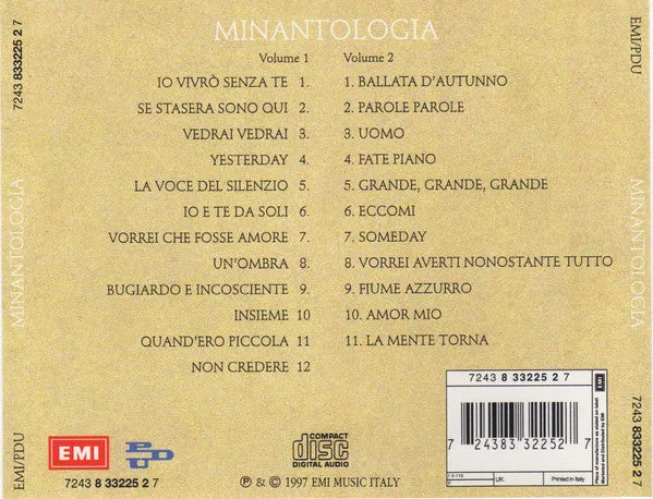 Mina Minantologia 2xCD compilation 1997